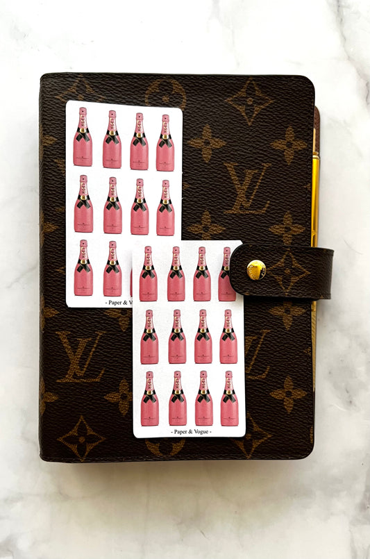 Pink Champagne, 24 fashion stickers for your planner / agenda