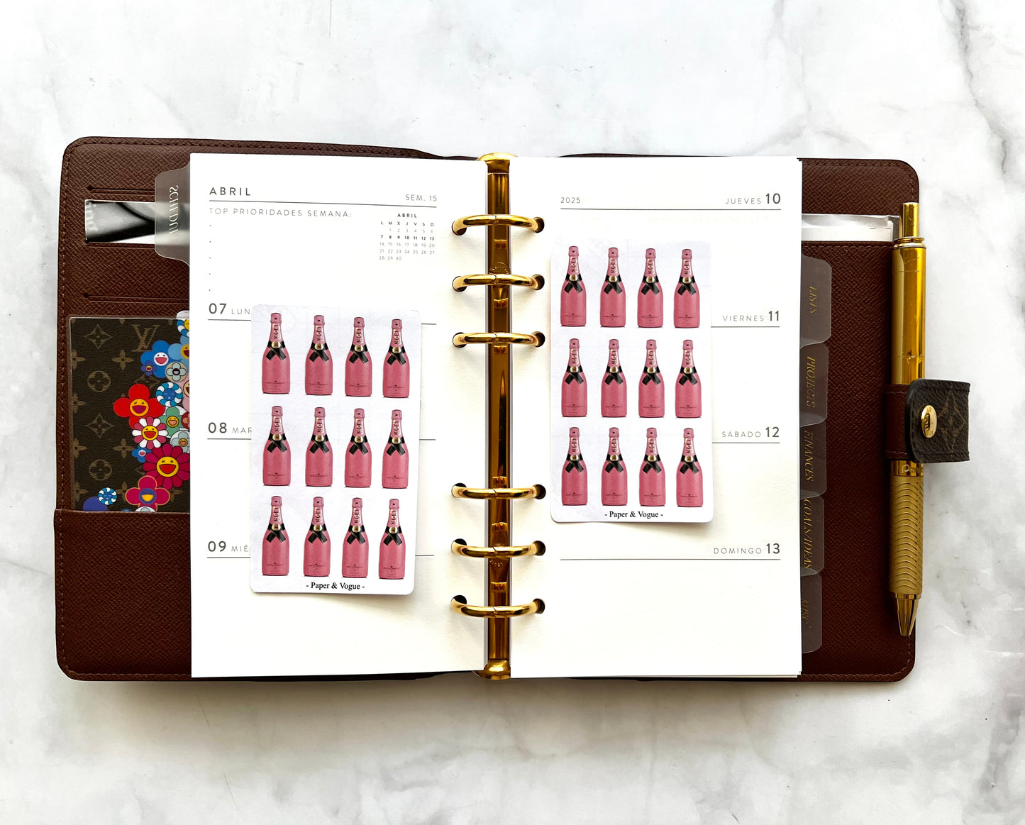 Pink Champagne, 24 fashion stickers for your planner / agenda